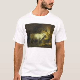 Camiseta A Bull branca no estável (óleo em canvas)