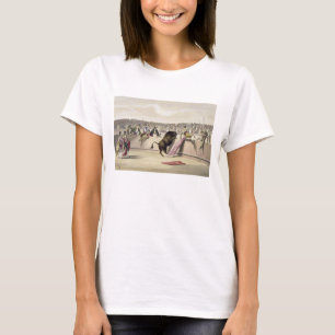 Camiseta A Bull que pula as barreiras, 1865 (litho da cor)