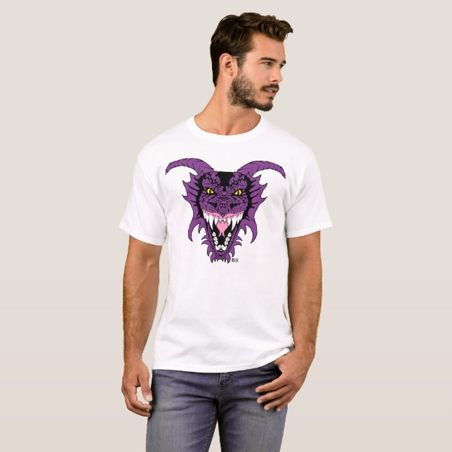 Camiseta A cabeça do dragão roxo (Frente Completa)