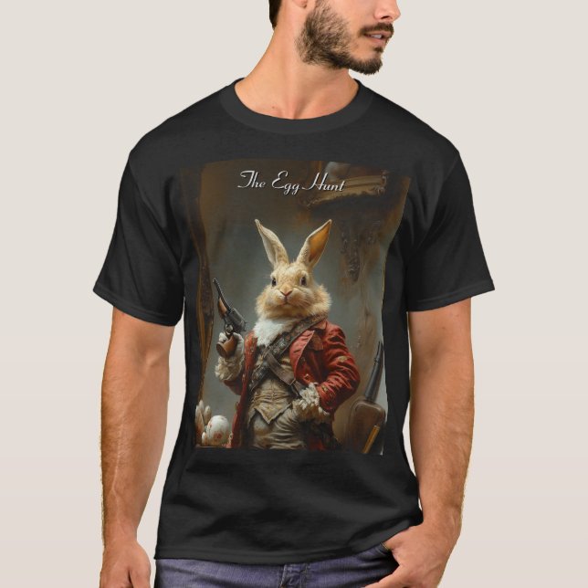 Camiseta A caça ao ovo, caça ao coelho da Páscoa (Frente)