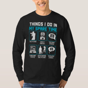 Camiseta A Câmera Fotográfica Lente Coisas Que Eu Faço Em M