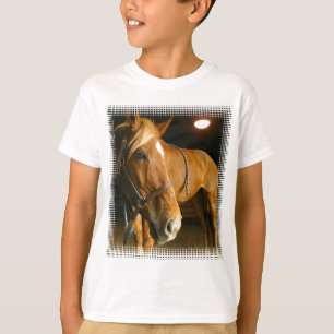 Camiseta A camisola das crianças da foto do cavalo da