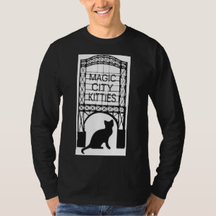 Camiseta A Capa longa T dos homens mágicos dos gatinhos da
