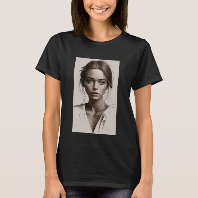 Camiseta a captivate minimalist portrait of young woman  (Frente)