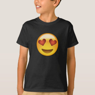 Camiseta A cara de sorriso com o coração dado forma Eyes