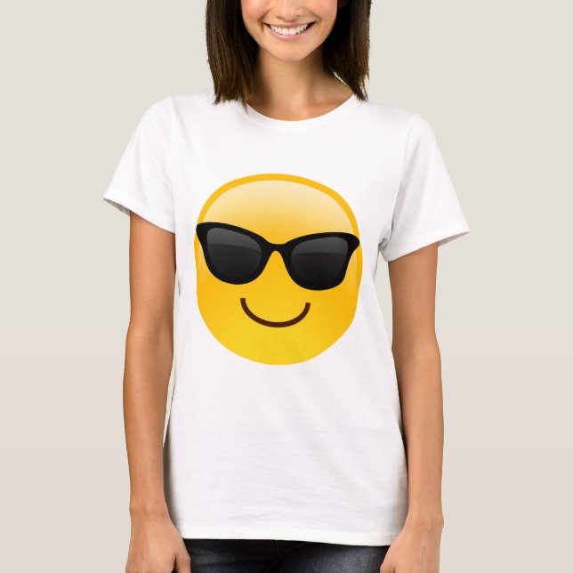 Camiseta A cara de sorriso com óculos de sol refrigera (Frente)