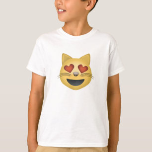 Camiseta A cara de sorriso do gato com o coração dado for