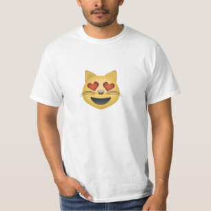 Camiseta A cara de sorriso do gato com o coração dado forma