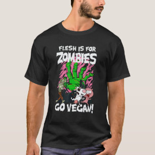 Camiseta A Carne é Para Zumbis Vá Vegano Fantasia de Hallow