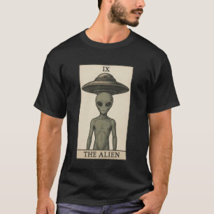Camiseta A Carta de Tarô Alien Engraçada Ermitão Ocultismo