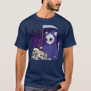 Camiseta A Cat Reaper Duty Encerrou o Skeleton Grim Reaper