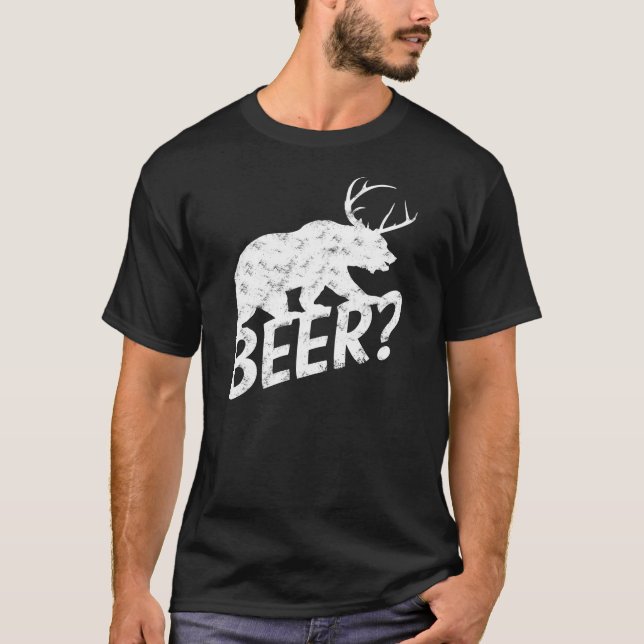 Camiseta A cerveja dos cervos do urso (Frente)