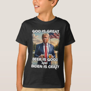Camiseta A Cerveja Excelente É Boa E O Biden É Uma Tru Louc
