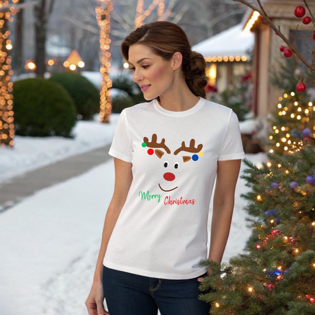 Camiseta A cheerful Christmas reindeer (Criador carregado)