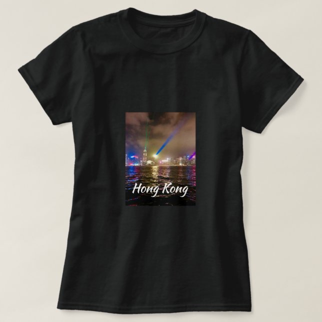 Camiseta A cidade de Hong Kong Harbor acende viagem (Frente do Design)