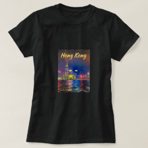Camiseta A cidade de Hong Kong Harbor acende viagem