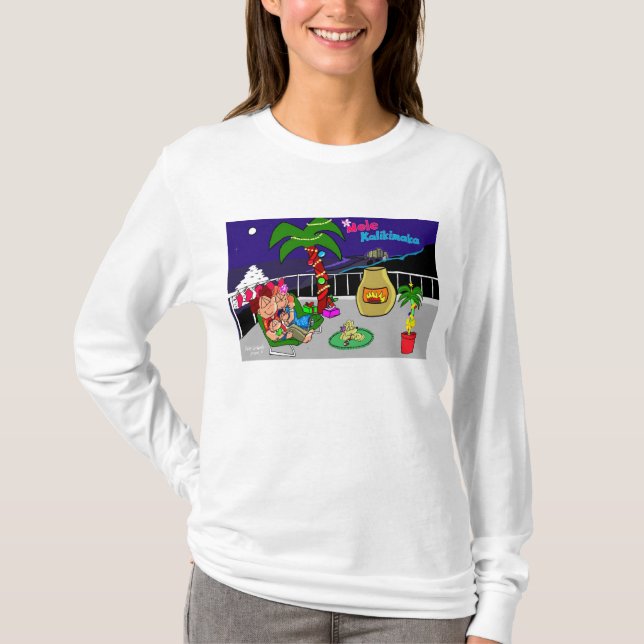 Camiseta A cidade de Mele Kalikimaka ilumina o t-shirt das (Frente)