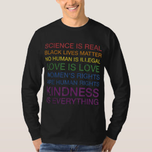 Camiseta A ciência ama os direitos humanos em cores arco-ír