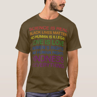 Camiseta A ciência ama os direitos humanos em cores arco-ír