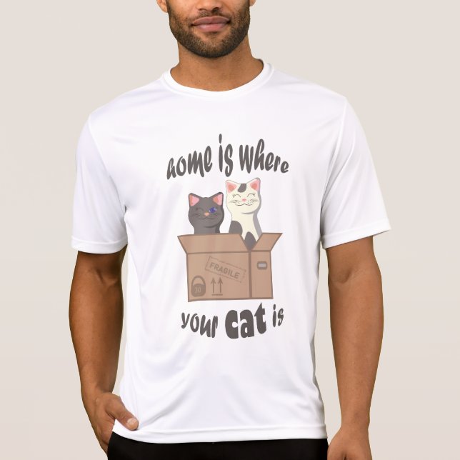 Camiseta A citação engraçada de Home é onde seu gato está (Frente)