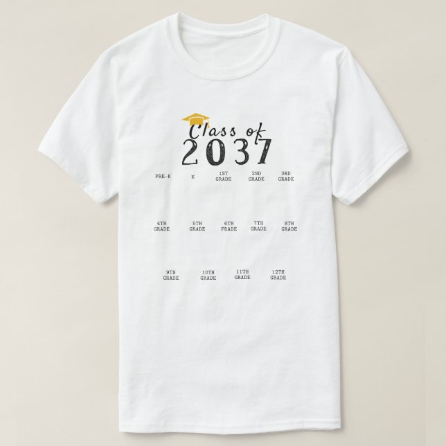 Camiseta A classe de graduação de impressão digital de 2037 (Frente do Design)