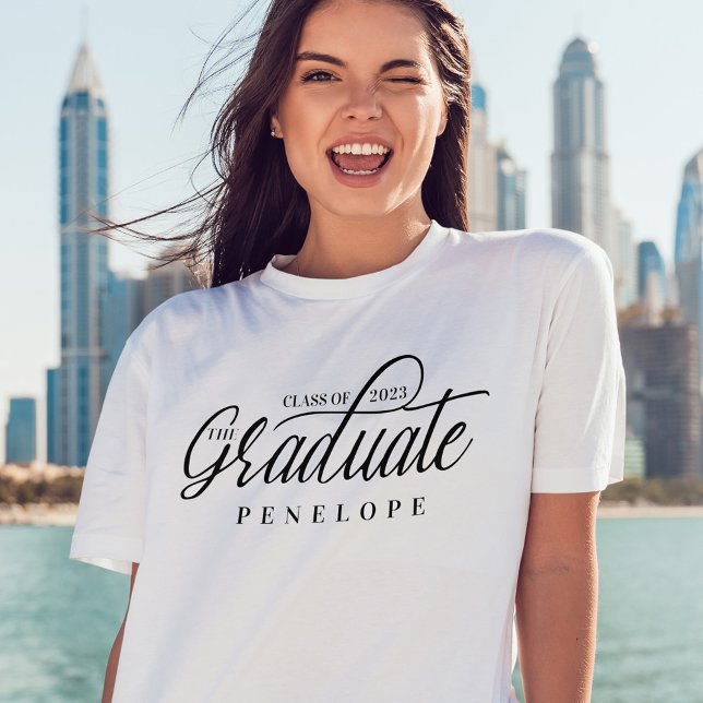 Camiseta A Classe de Script Moderno do Formando do Nome do  (Criador carregado)