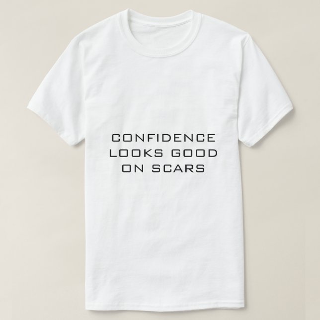 Camiseta A CONFIANÇA FICA BEM EM CICATRIZES Branco (Frente do Design)
