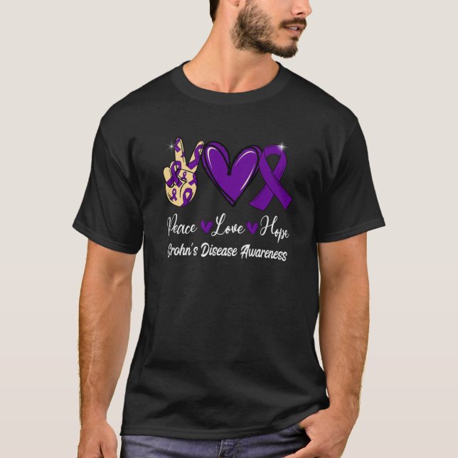 Camiseta A Consciência Da Doença De Crohn Paz Ama Esperança (Frente)
