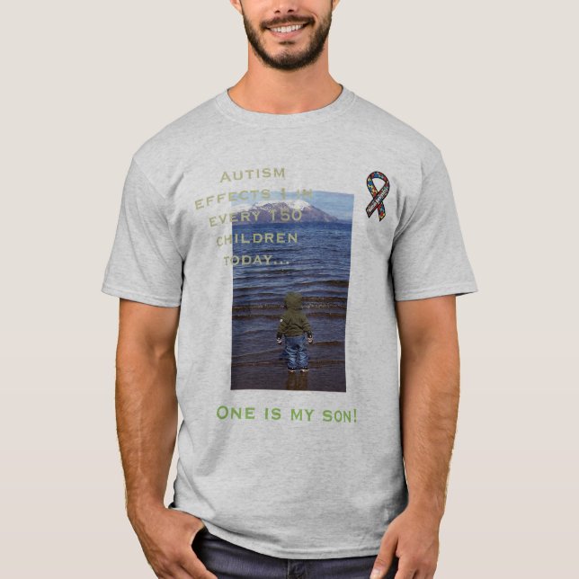 Camiseta A consciência do autismo, 1 em 150… ajuda por (Frente)