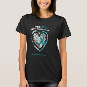 Camiseta A Consciência do Câncer de ovário Teal Ribbon O