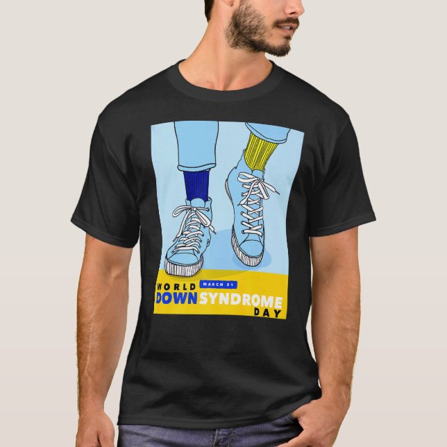 Camiseta A Consciência do Dia da Síndrome de Baixo no Mundo (Frente)