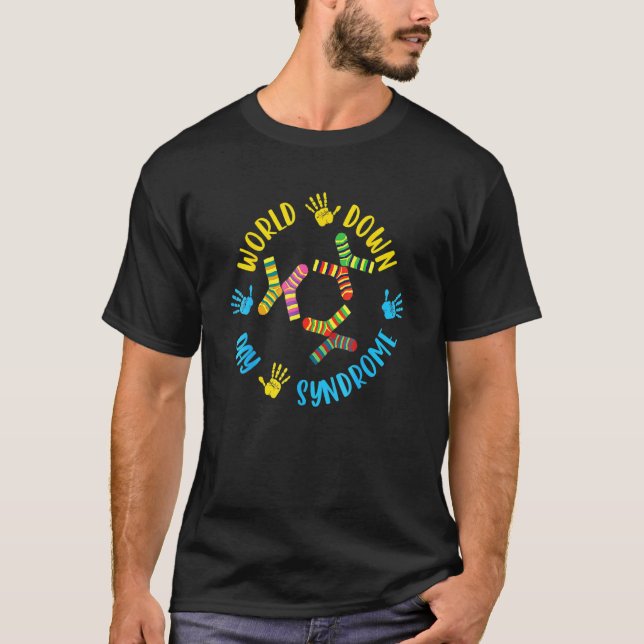 Camiseta A Consciência do Dia da Síndrome de Baixo no Mundo (Frente)