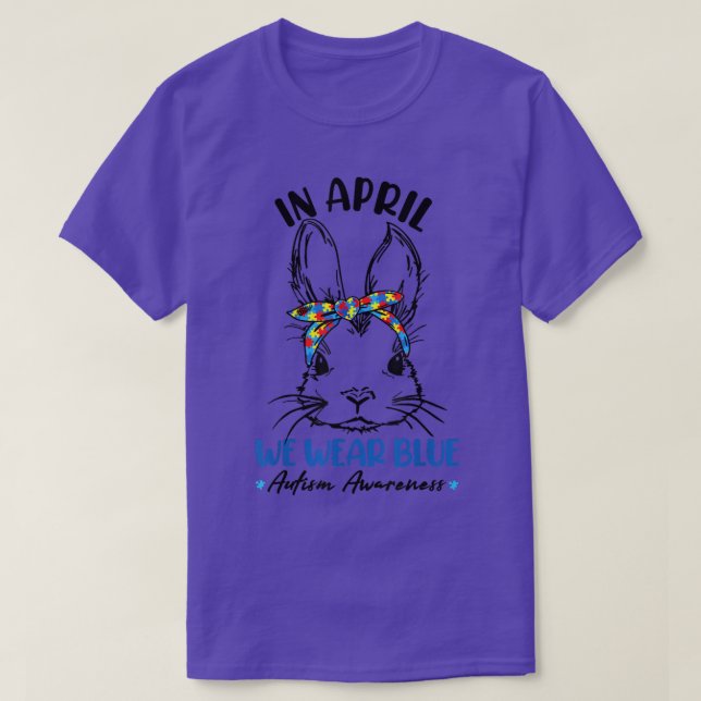 Camiseta A Consciência Do Quebra-cabeça De Bunny Em Abril (Frente do Design)