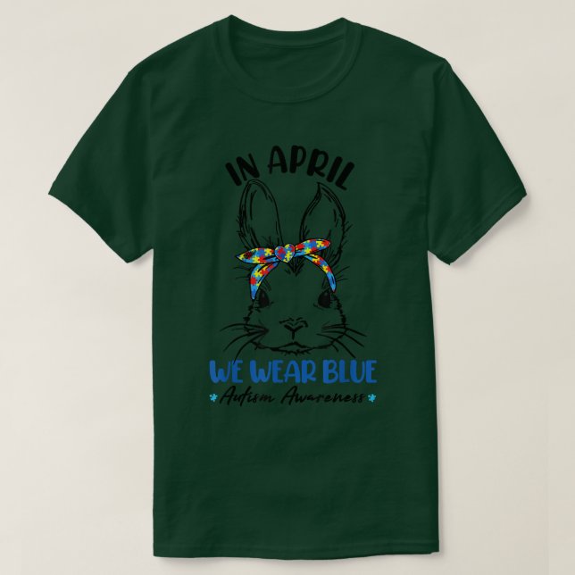Camiseta A Consciência Do Quebra-cabeça De Bunny Em Abril (Frente do Design)