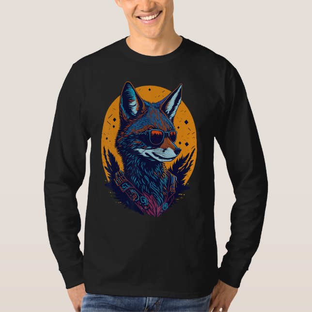 Camiseta A Cool Canine in Shades Retro Graphic  Cute Coyott (Frente)