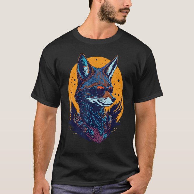 Camiseta A Cool Canine in Shades Retro Graphic  Cute Coyott (Frente)