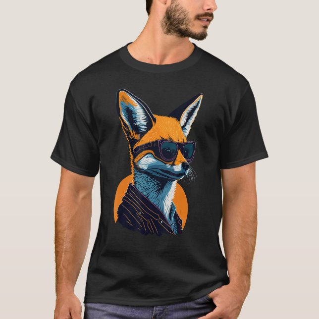Camiseta A Cool Canine in Shades Retro Graphic  Cute Fennec (Frente)
