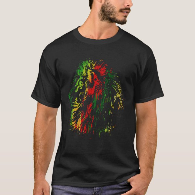 Camiseta A cool lion in Rasta colors (Frente)