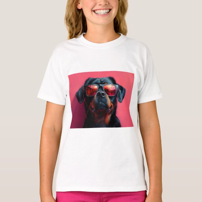 Camiseta A cool rottweiler with sunglasses (Frente)