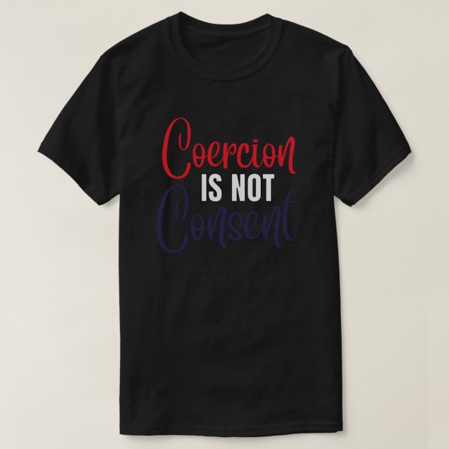 Camiseta A cooperação não é consentimento, branco vermelho  (Frente do Design)