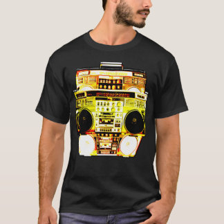 Camiseta A cor de Boombox desvanece-se (o amarelo)