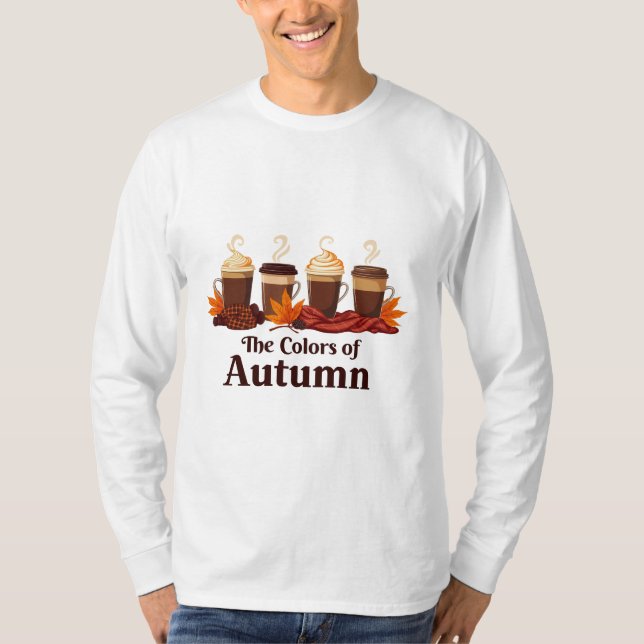 Camiseta A cor do outono Pumpkin Spice Coffee Fall (Frente)