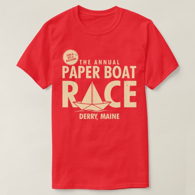 Camiseta A corrida anual de barcos de papel engraçada 80s - (Frente do Design)