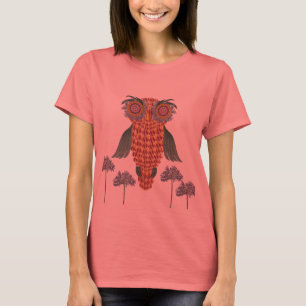 Camiseta A Coruja da sabedoria e das flores
