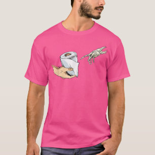 Camiseta A Criação de Adão Michelangelo Art Mãos Skelet