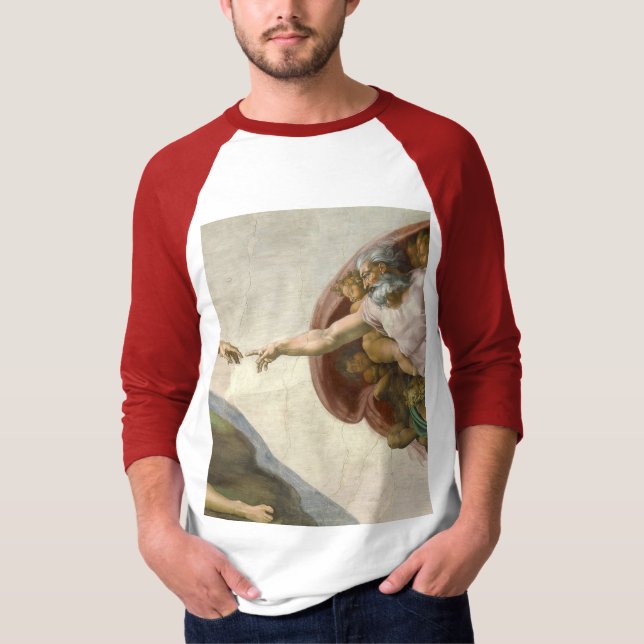 Camiseta A Criação de Adão por Michelangelo (Frente)