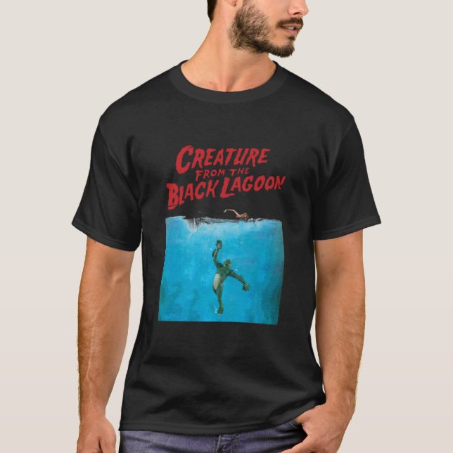 Camiseta A Criatura da Paródia JAWS da Lagoa Negra (Frente)