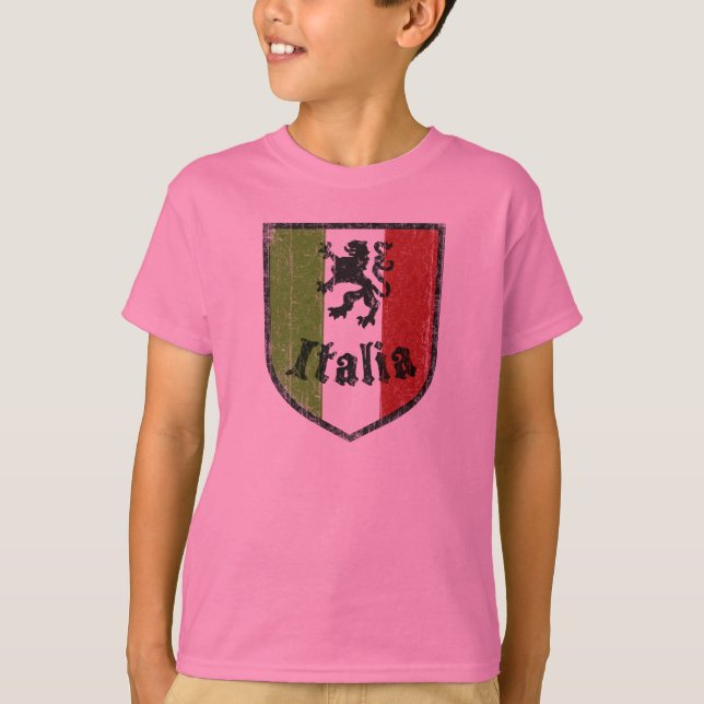 Camiseta A crista italiana da bandeira caçoa o t-shirt (Frente)