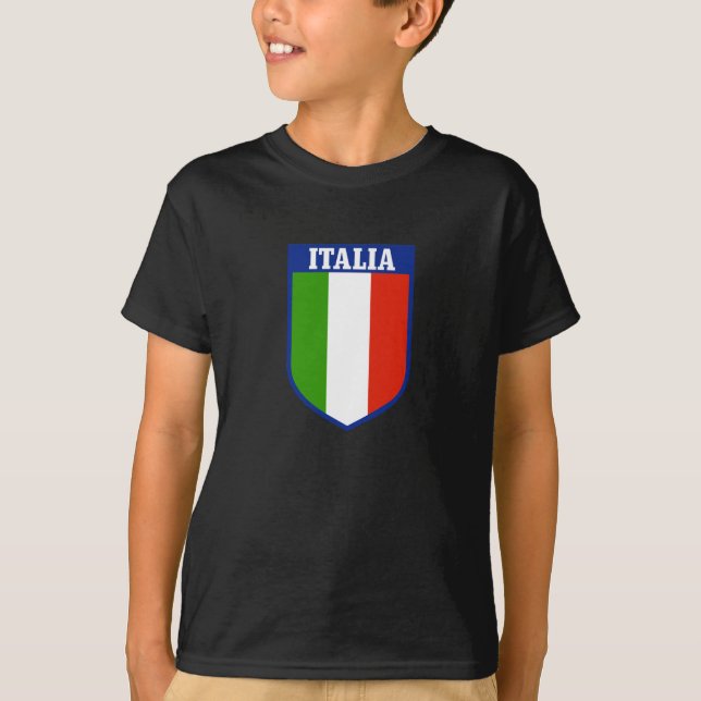 Camiseta A crista italiana da bandeira caçoa o t-shirt (Frente)