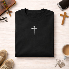 Camiseta A Cruz Cristã Três Pregos Brancos